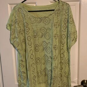Relativity Light Green Short-Sleeve Beaded Pattern Top
